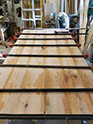 Here, boards are glued and pegged. 