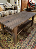 Custom coffee tables are available in contemporary and classic country styles.