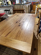 Custom farm tables are built by hand with a quality finish.