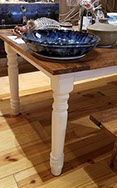 Enjoy the classic country style table leg with your custom made farm table.